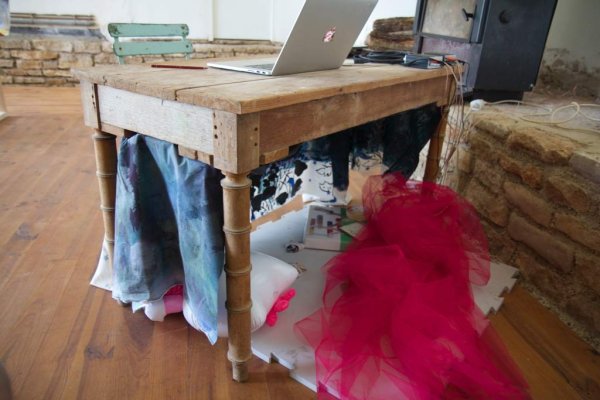 Child's play space under work table